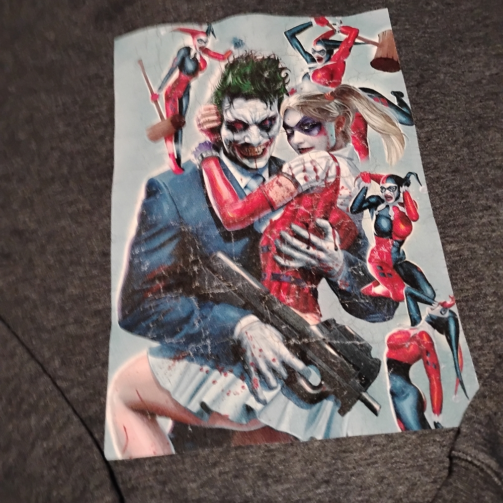 Batman Gray Hoodie with Joker and Harley Quinn Design